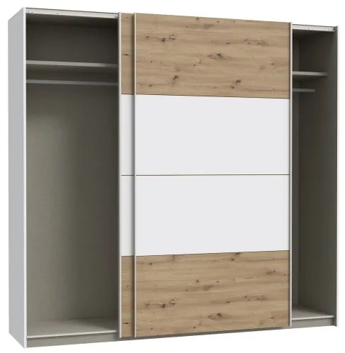 Dulap garderobă KARO 220x210 cm, alb/stejar artisan