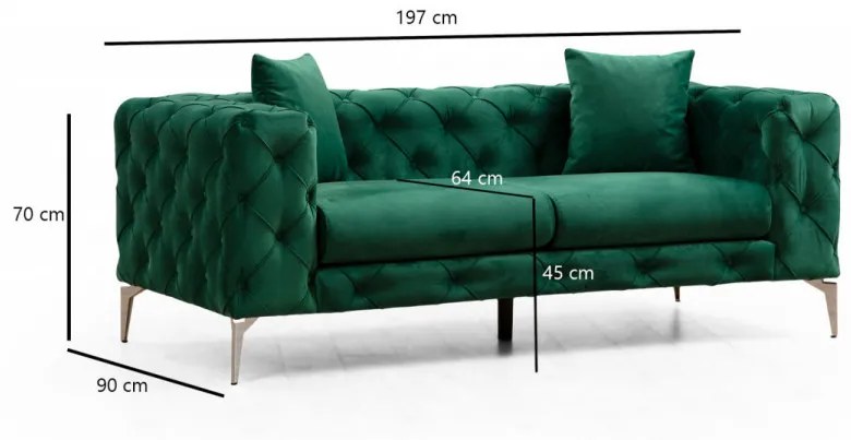 Canapea cu 2 Locuri Como, Verde