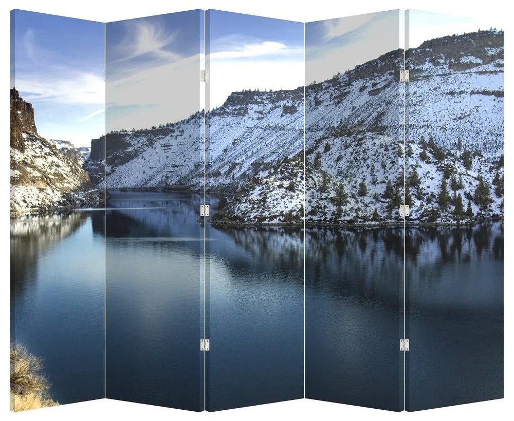 Paravan - Peisaj de iarnă - lac (210x170 cm)