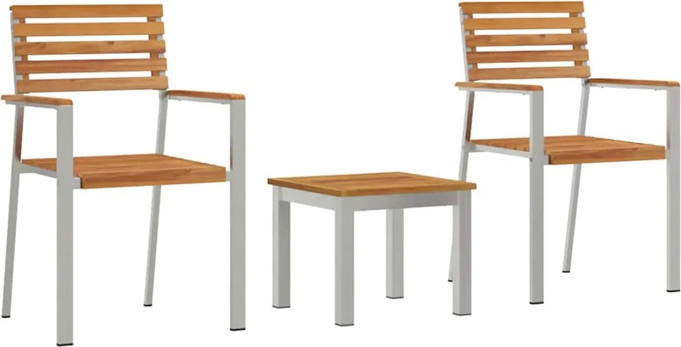 vidaXL Set de masă pentru grădină 3 pcs Maro Lemn solid de tec