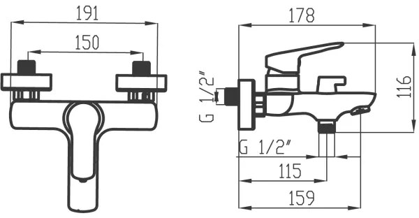 Baterie de cadă Novaservis METALIA crom lucios
