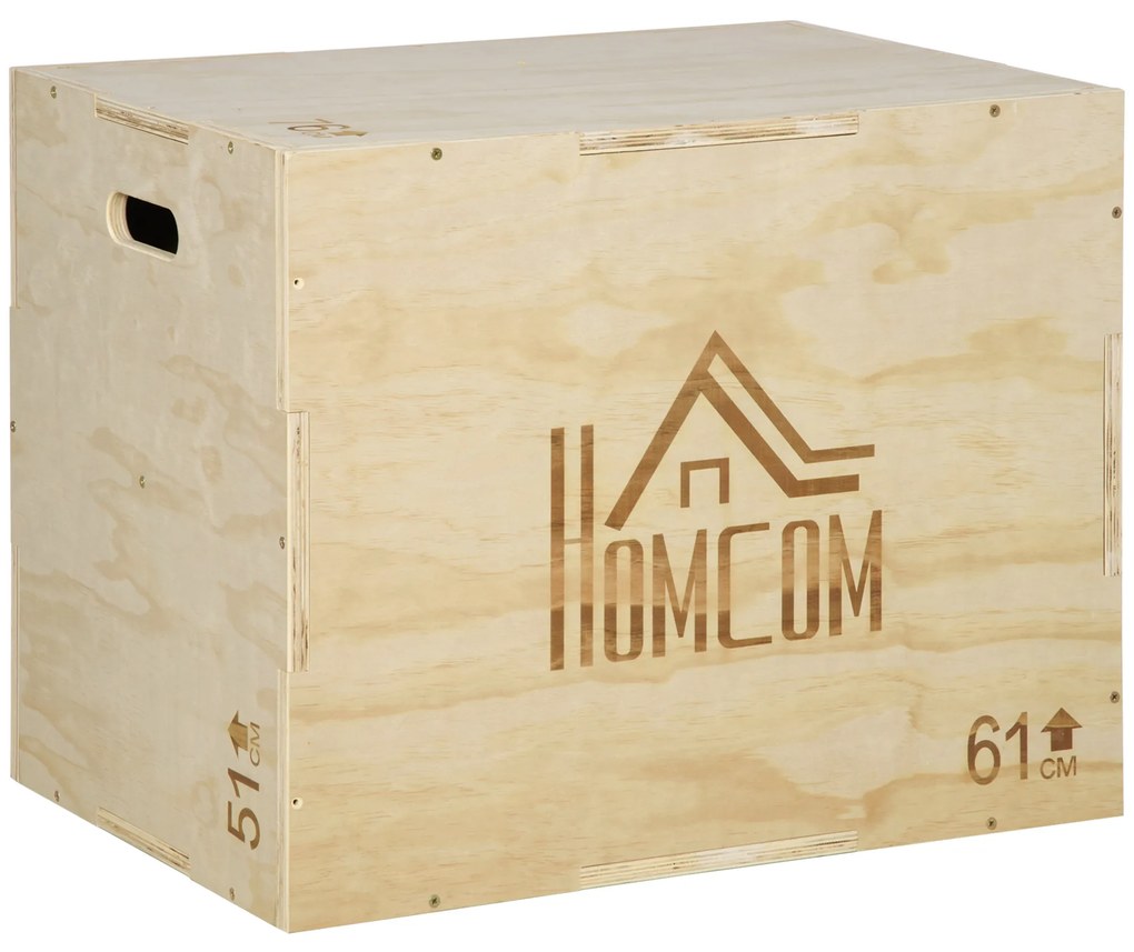 HOMCOM Cutie Pliometrică din Lemn 3 în 1, Îmbunătățește Săriturile, Antrenament Complet, 50/60/76cm Înălțime | Aosom Romania