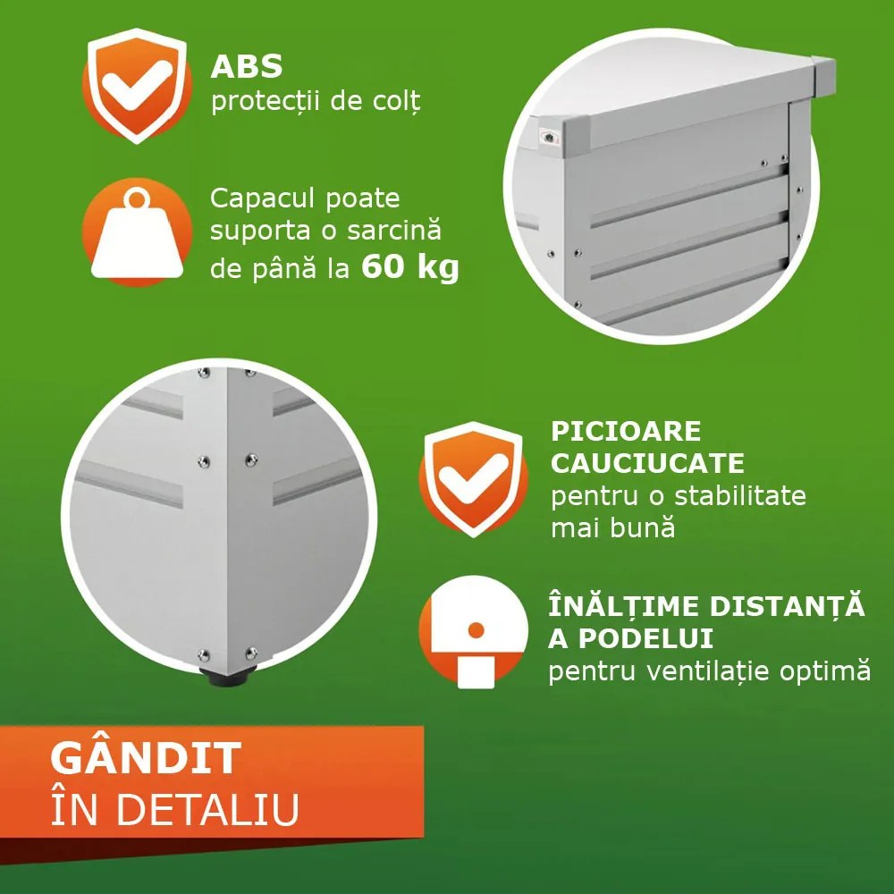 Cutie metalică de depozitare METALBOX, 385 l, 120×62×63cm, gri Gardebruk