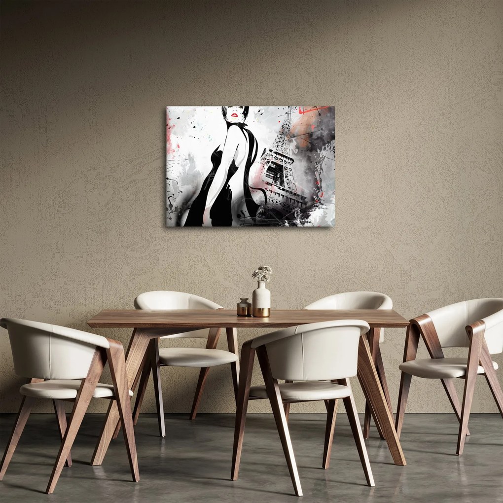 Tablou - Doamna și Turnul Eiffel (70x50 cm)