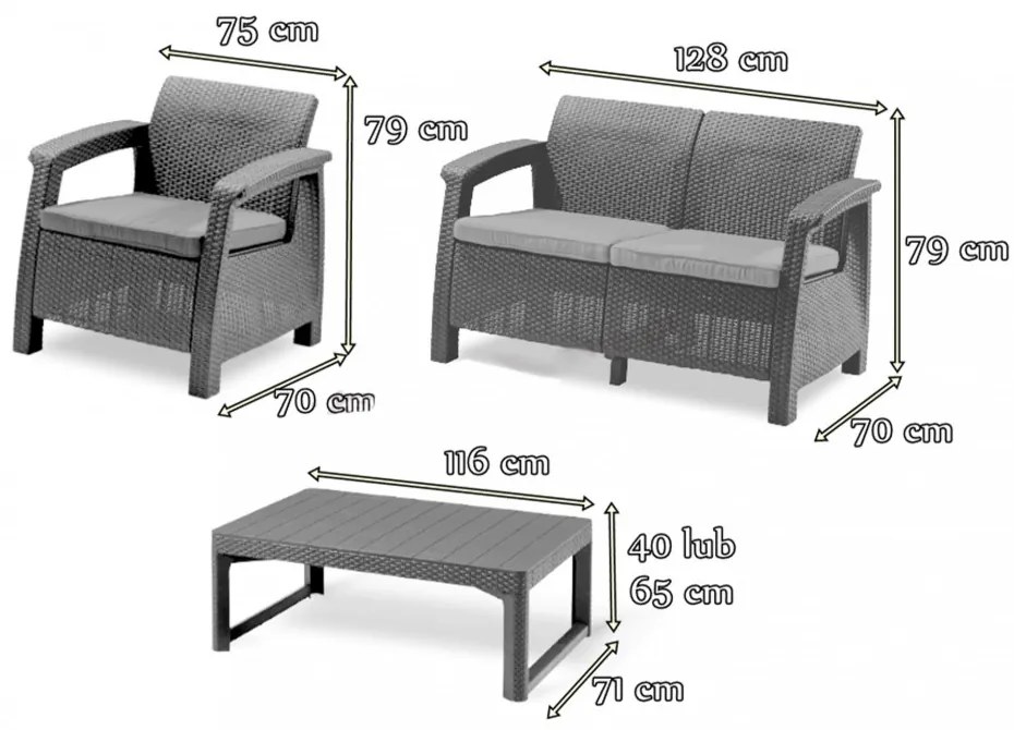 Set de mobilier de grădină Corfu Lyon II Duo 4+1 în culoarea cappuccino