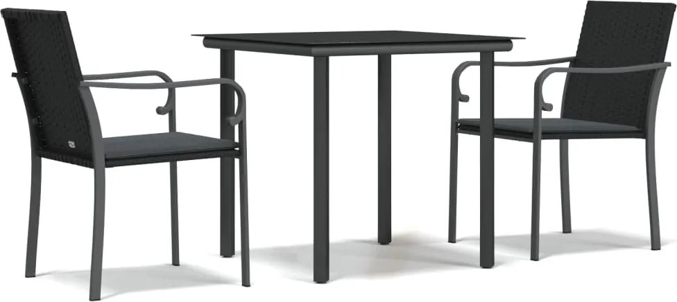 vidaXL Set mobilier de grădină cu perne, 3 piese, poliratan și oțel