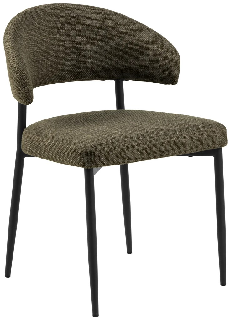 MAZZONI EXPORT IRIS Verde Măsliniu (material Basel 77) - SCAUN MODERN TAPIȚAT CU ȚESĂTURĂ ÎMPLETITĂ PENTRU SALON/SUFRAGERIE LOFT