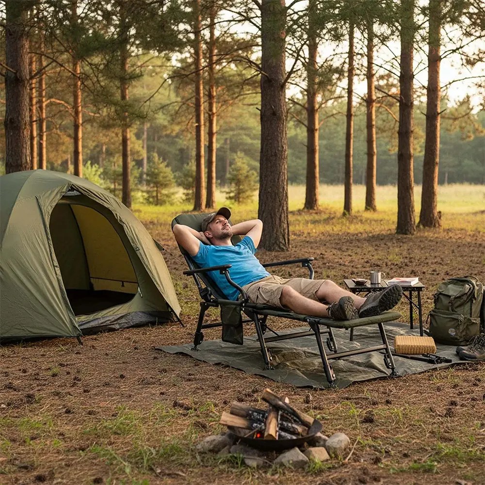 Scaun de pescuit mare cu suport pentru picioare