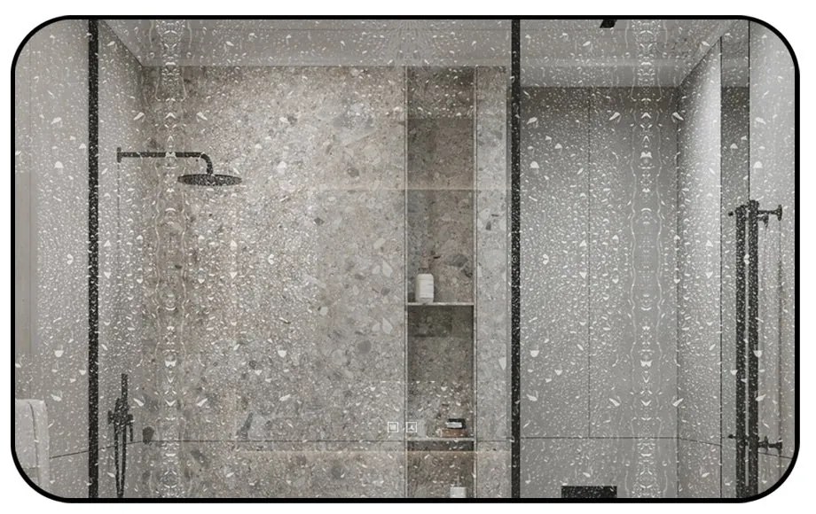 🪞 Oglindă LED cu Touch și Funcție Dezaburire – Ramă Negru, 130x80 cm, Model J187-13080 Smack