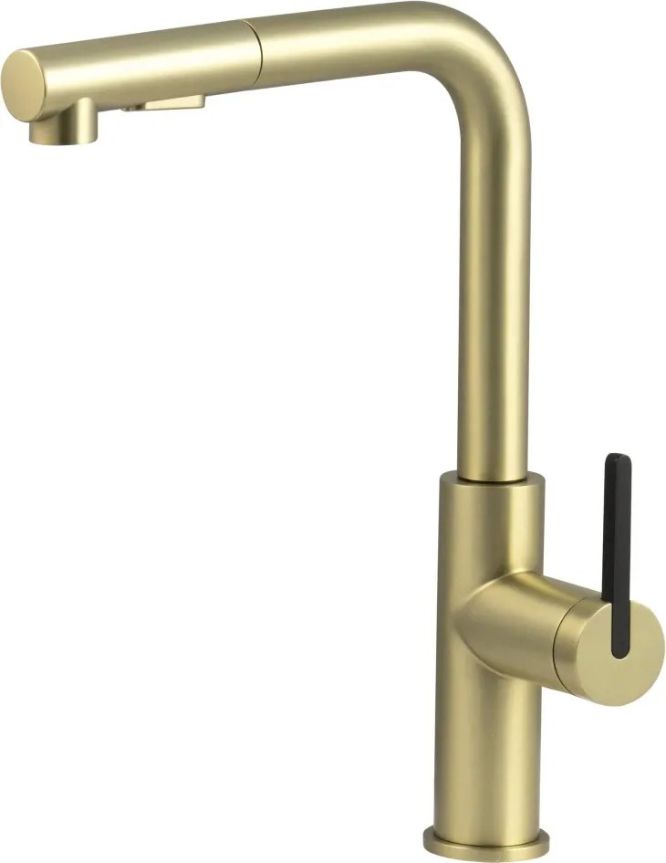 MOMI Baterie pentru bucătărie cu pipă extractibilă – Aur Periat BKM_R73M