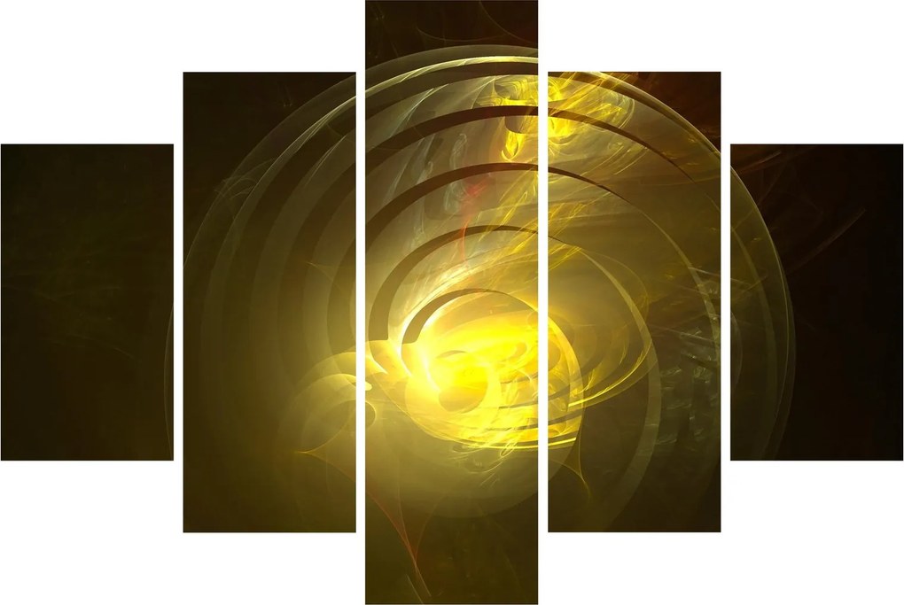 Tabloul cu spirala abstractă în galben (150x105 cm)