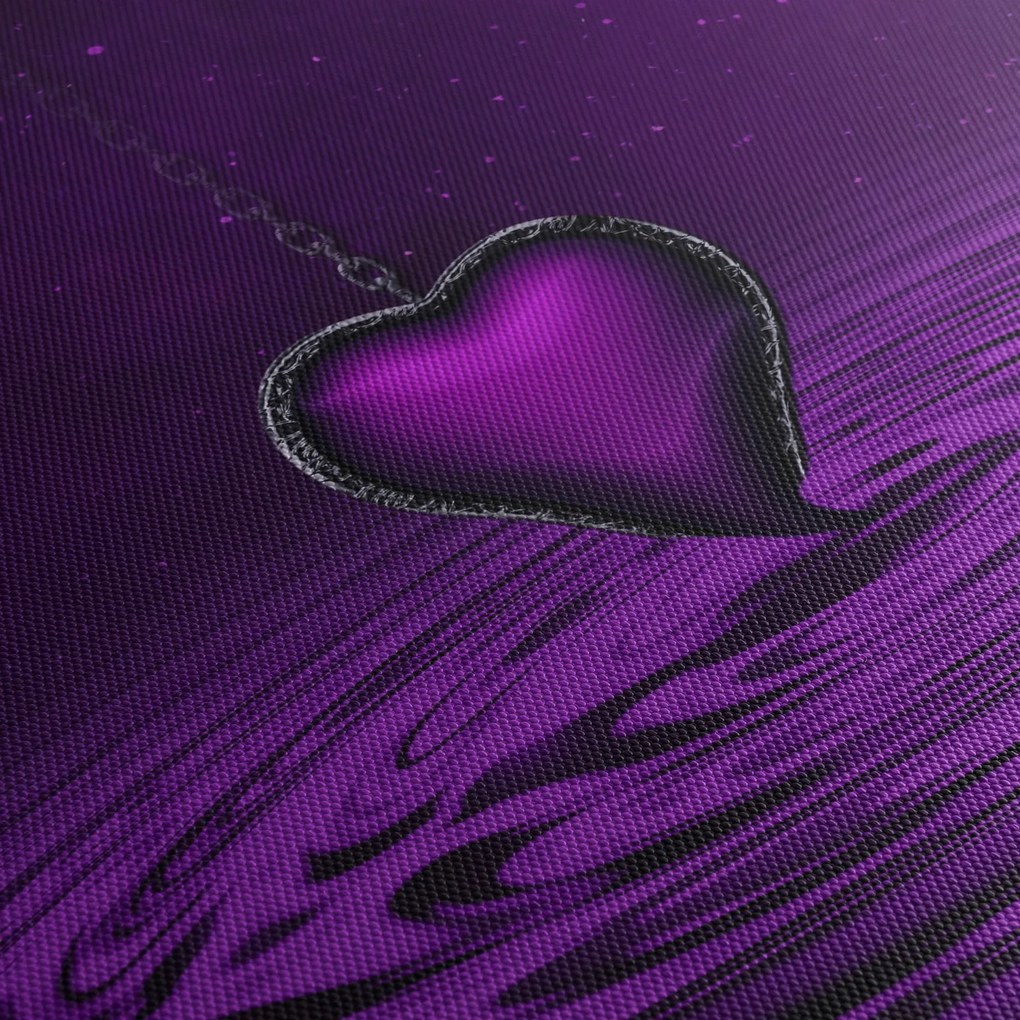 Tablou ci inima violetă (cu ceas) (90x30 cm)