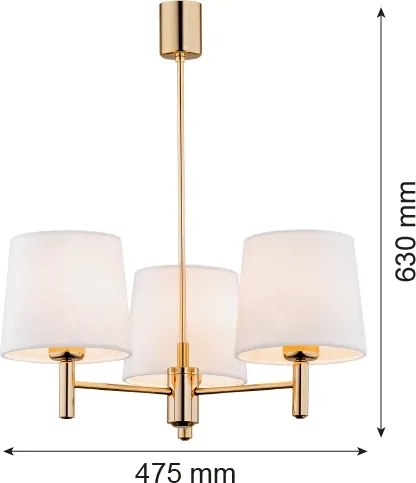 Brilagi - Lustră pe tijă MONTE 3xE27/60W/230V crem/auriu