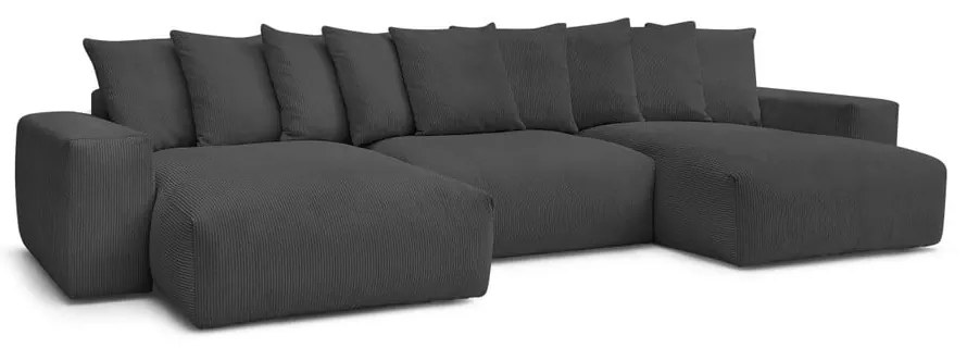 Colțar gri cu tapițerie din catifea reiată Voltaire – Bobochic Paris