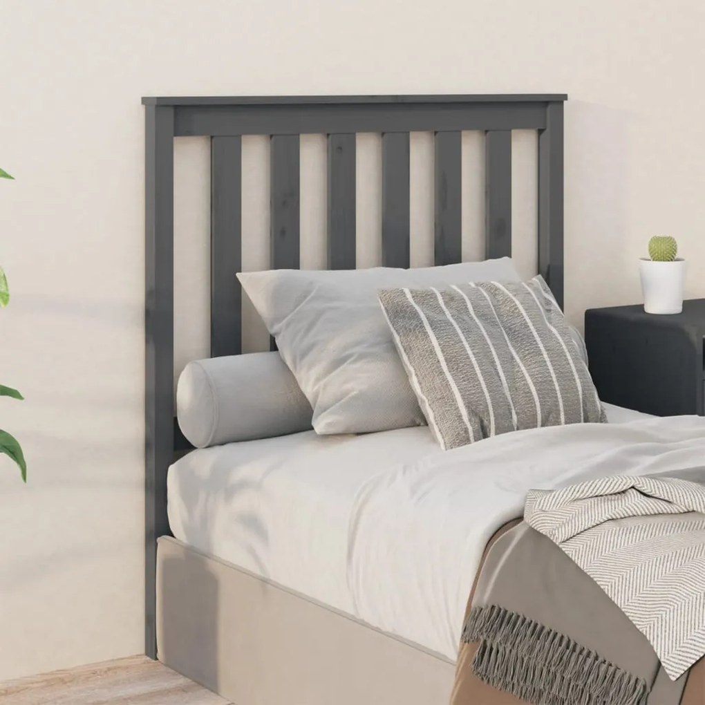 vidaXL Tăblie de pat, gri, 96x6x101 cm, lemn masiv de pin