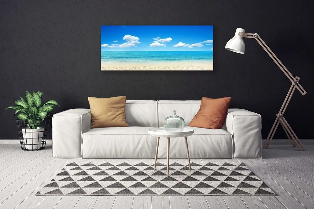 Tablou pe panza canvas Sea Beach Peisaj Alb Albastru