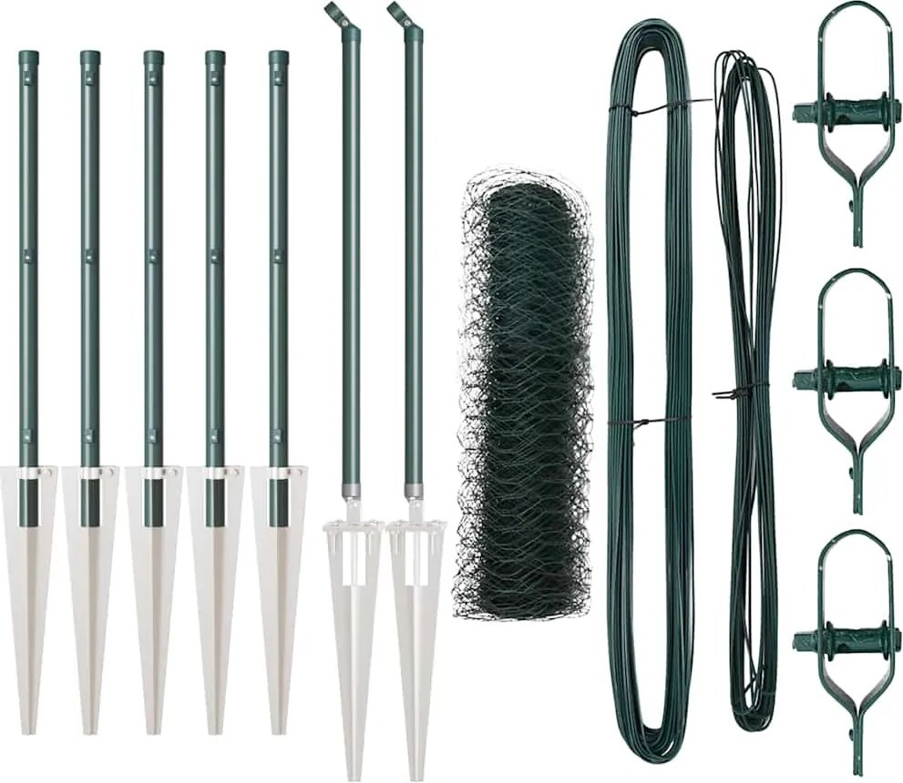 vidaXL Stâlp de gard. Verde 10 x 0,4 m (plasă de 50 mm) Oțel și PVC