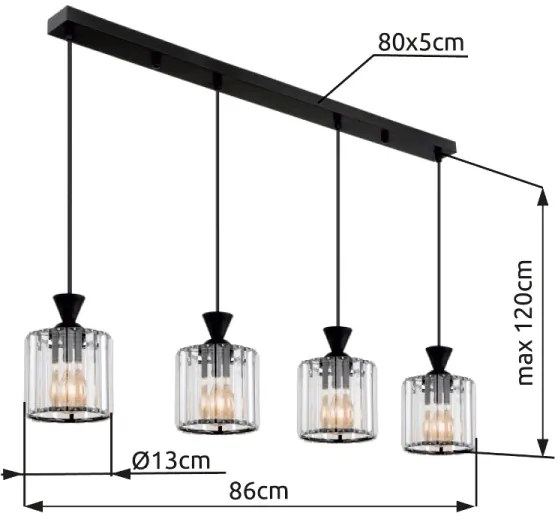Lustră pe cablu Globo 15742-4 JORDANA 4xE27/60W/230V
