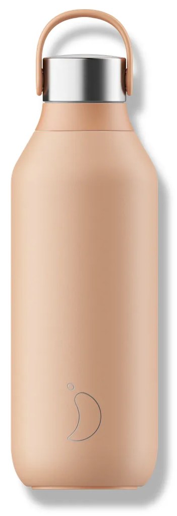 Sticlă termos Chilly's Bottles - portocaliu piersică 500 ml, colecția Series 2