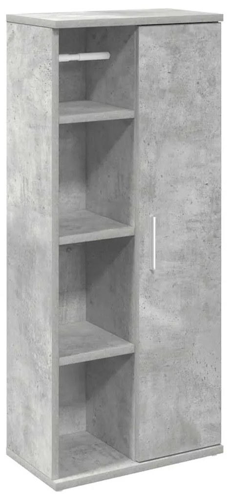 858527 vidaXL Dulap de baie cu suport role, gri beton, 39x22x90 cm