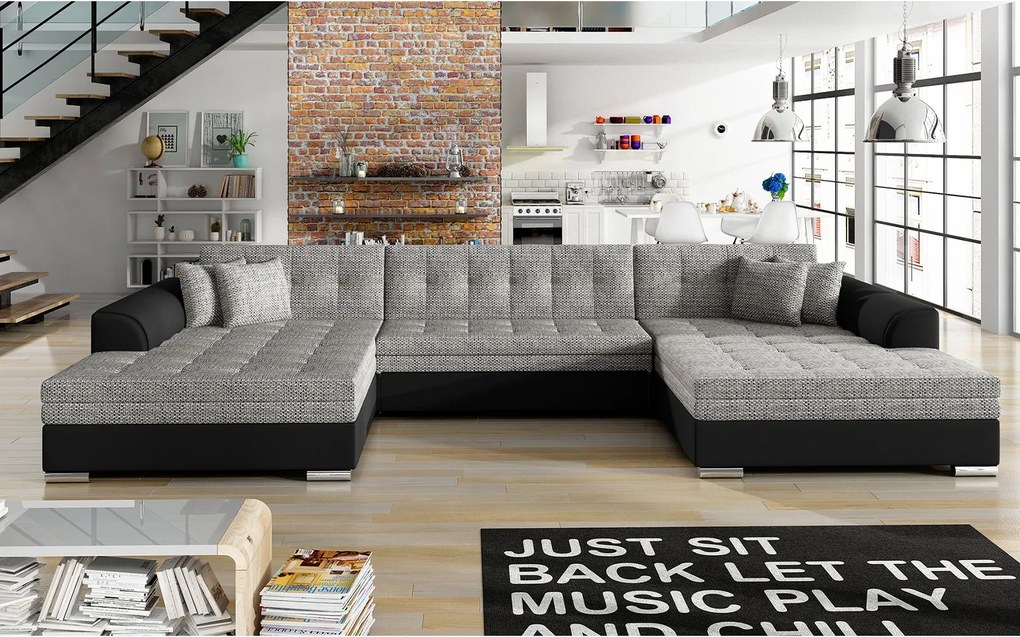 Colțar lemn masiv extensibil Vento Personalizabil, 359 × 165 × 87 cm - Soft 17 - piele alba