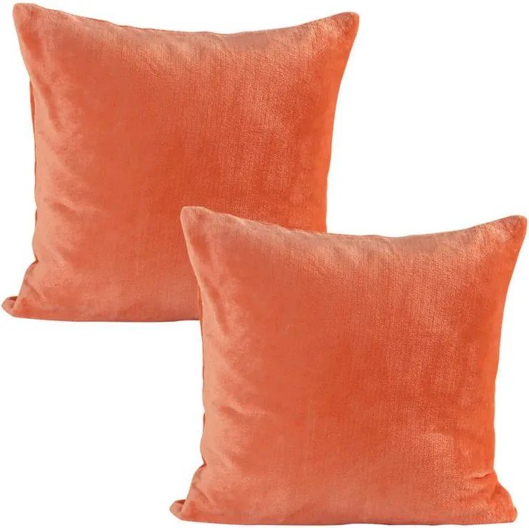 decoDoma Set de 2 fețe pernuțe din micropluș coral 40 x 40 cm