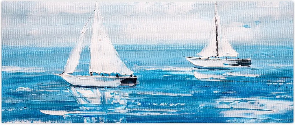 Tablou - Pictură yacht pe mare (120x50 cm)