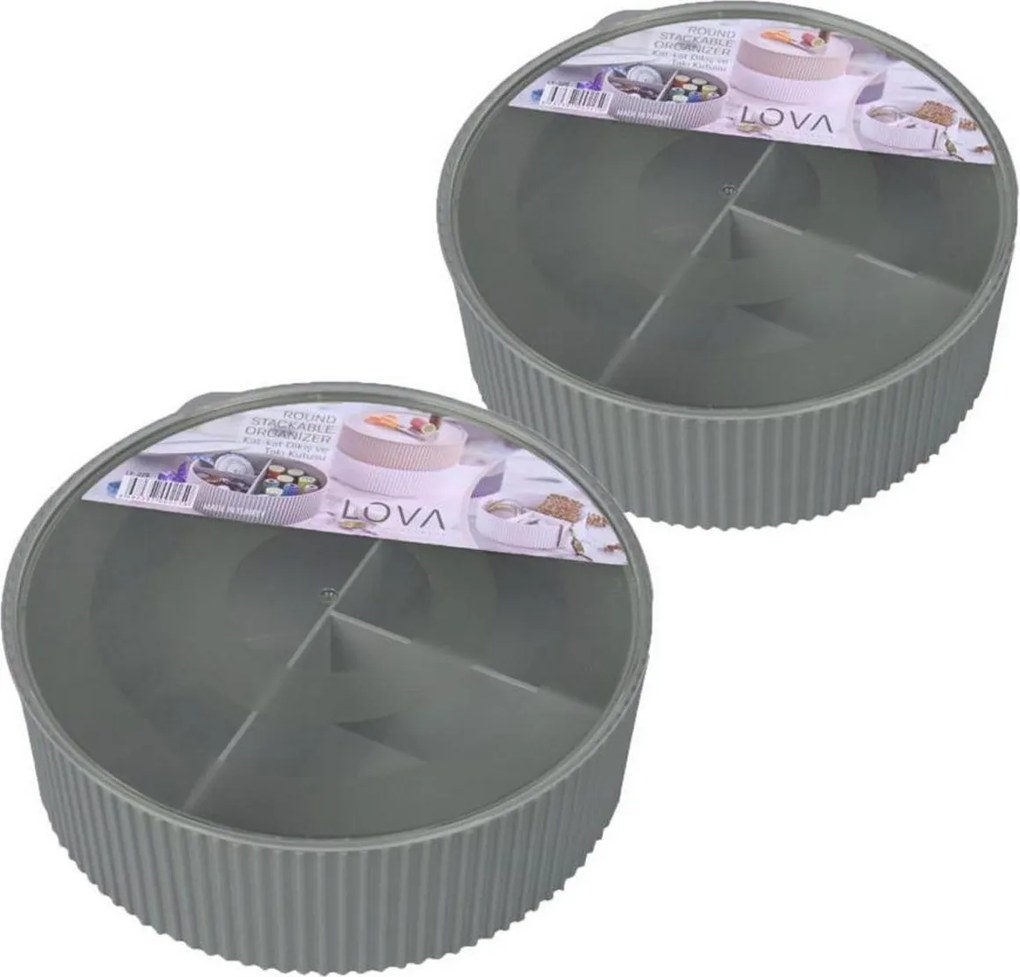 Set 2 organizatoare LV225, gri antracit, plastic, 6x19 cm