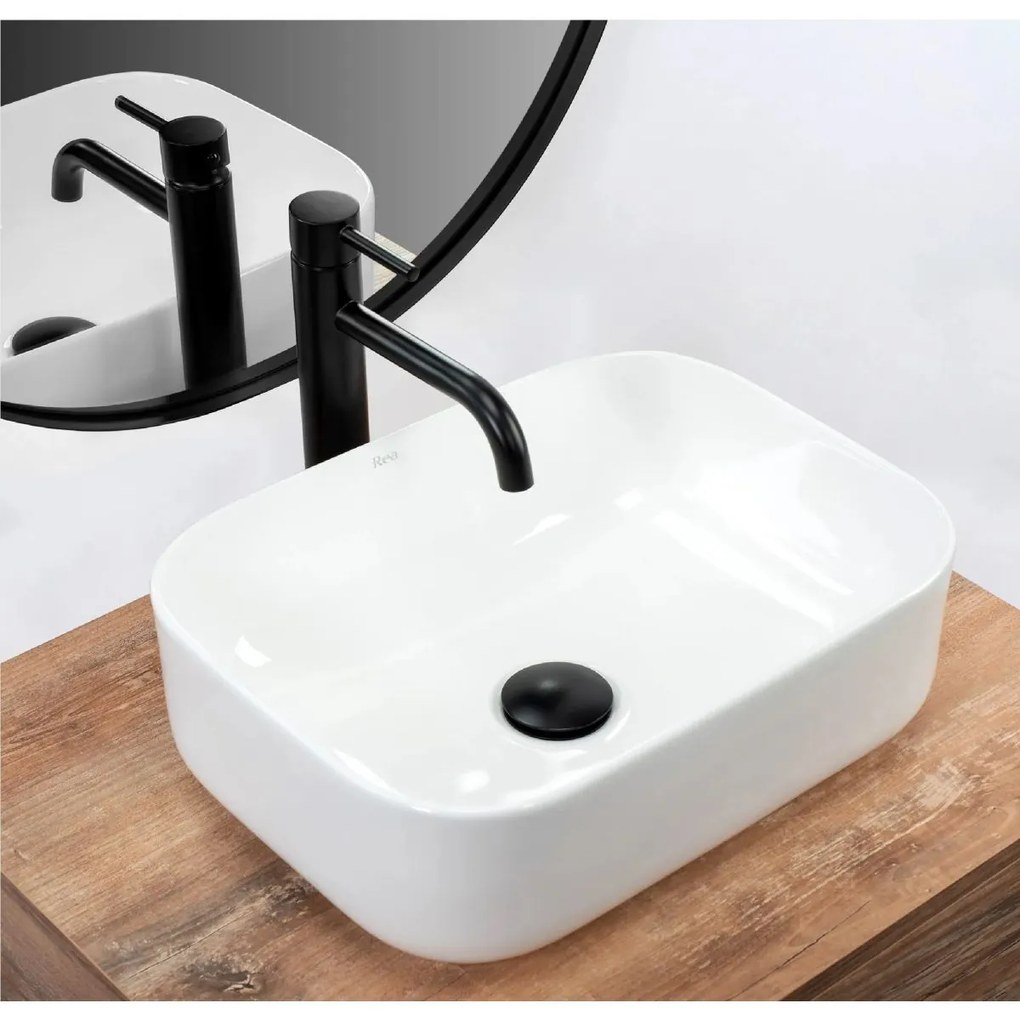 Rea Demi lavoar 40.5x31 cm dreptunghiular de blat alb REA-U5064