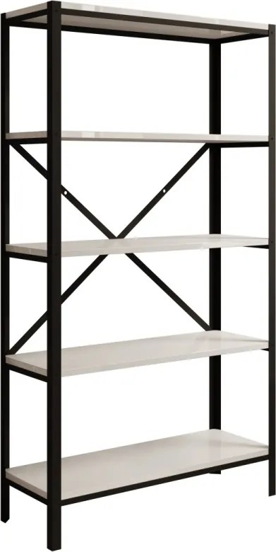 Raft metalic pentru carti, 80x146.8x30 cm, Rene, ADRK Furniture (Culoare: Negru / Negru)