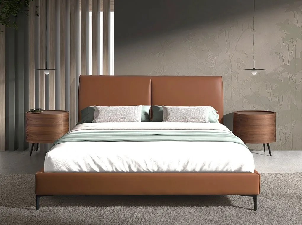 Pat dublu tapitat design LUX Brown 180x200cm