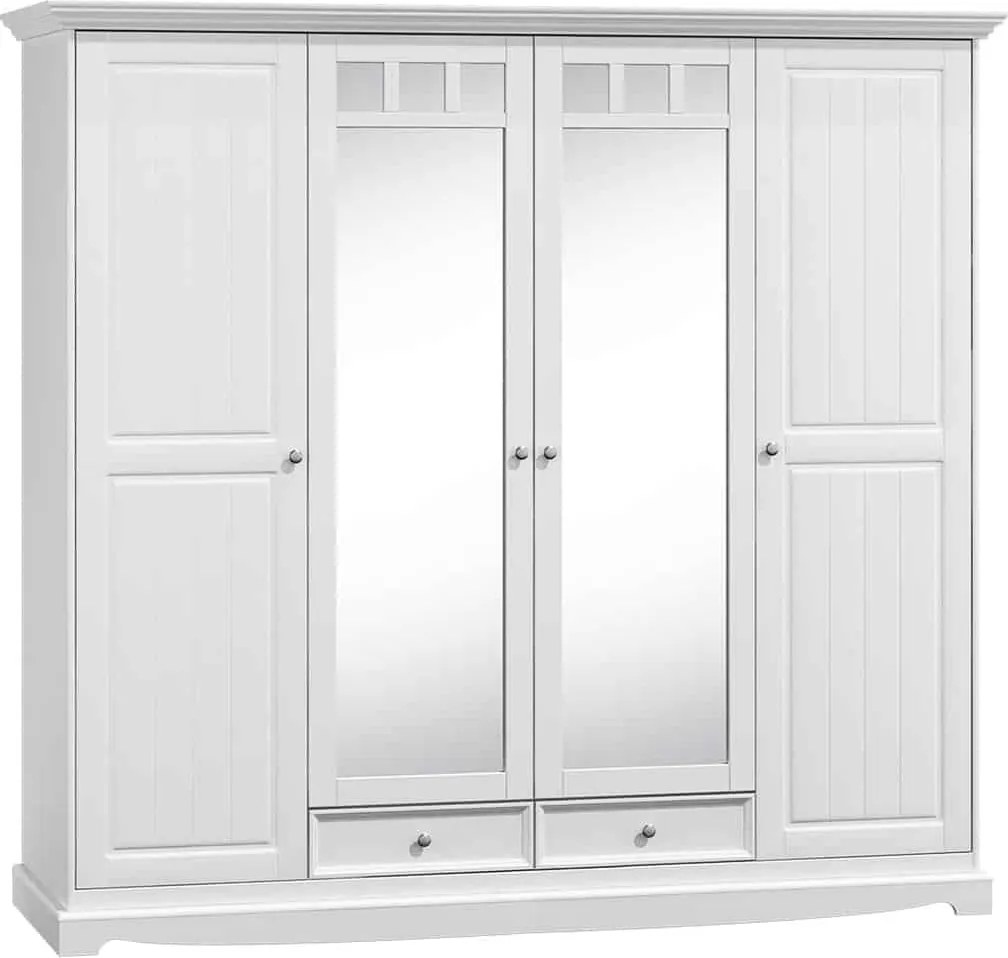 Dulap lemn masiv alb Linea, 203 × 65 × 190 cm