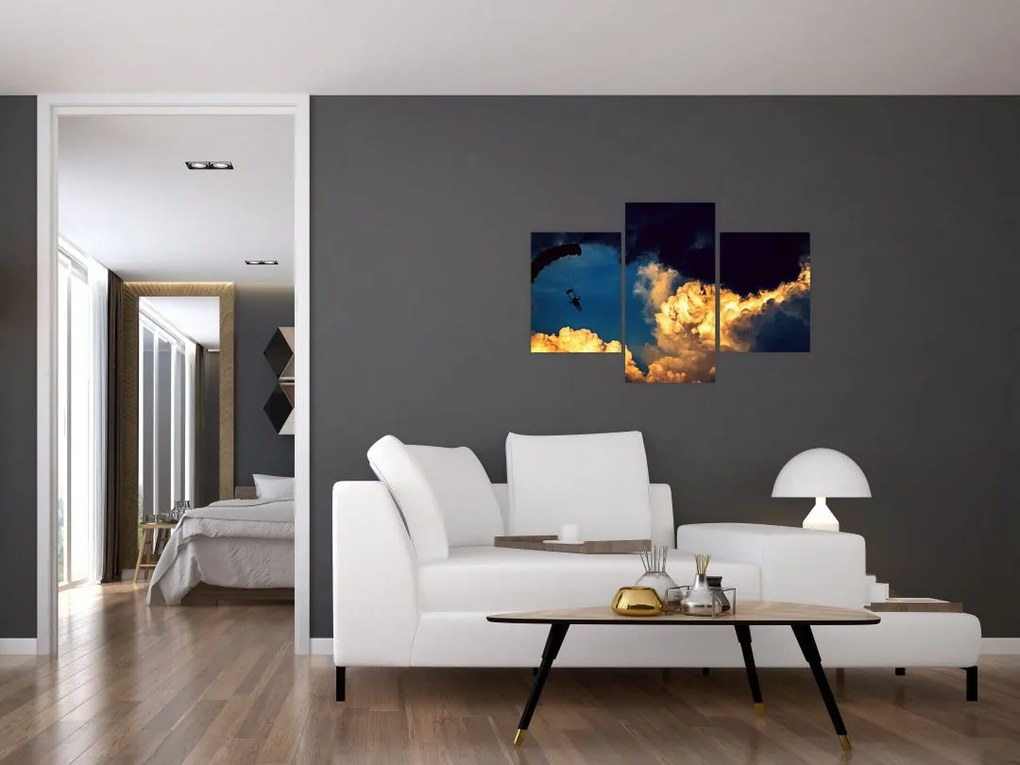 Tablou cu parașutiști în ceruri (90x60 cm)
