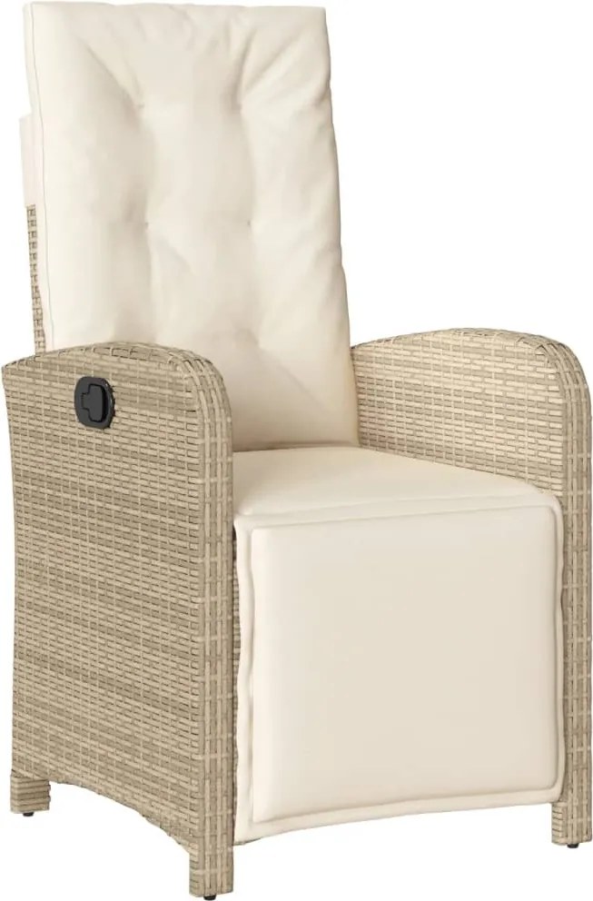 vidaXL Scaun de grădină rabarabil cu suport picioare, bej, poliratan