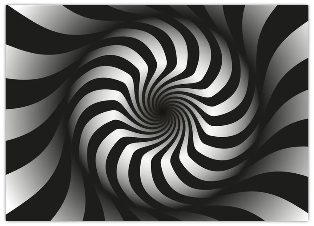 Tablou abstract cu spirala alb neagră (70x50 cm)