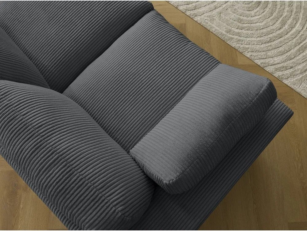 Colțar gri închis cu tapițerie din catifea reiată Belair – Bobochic Paris