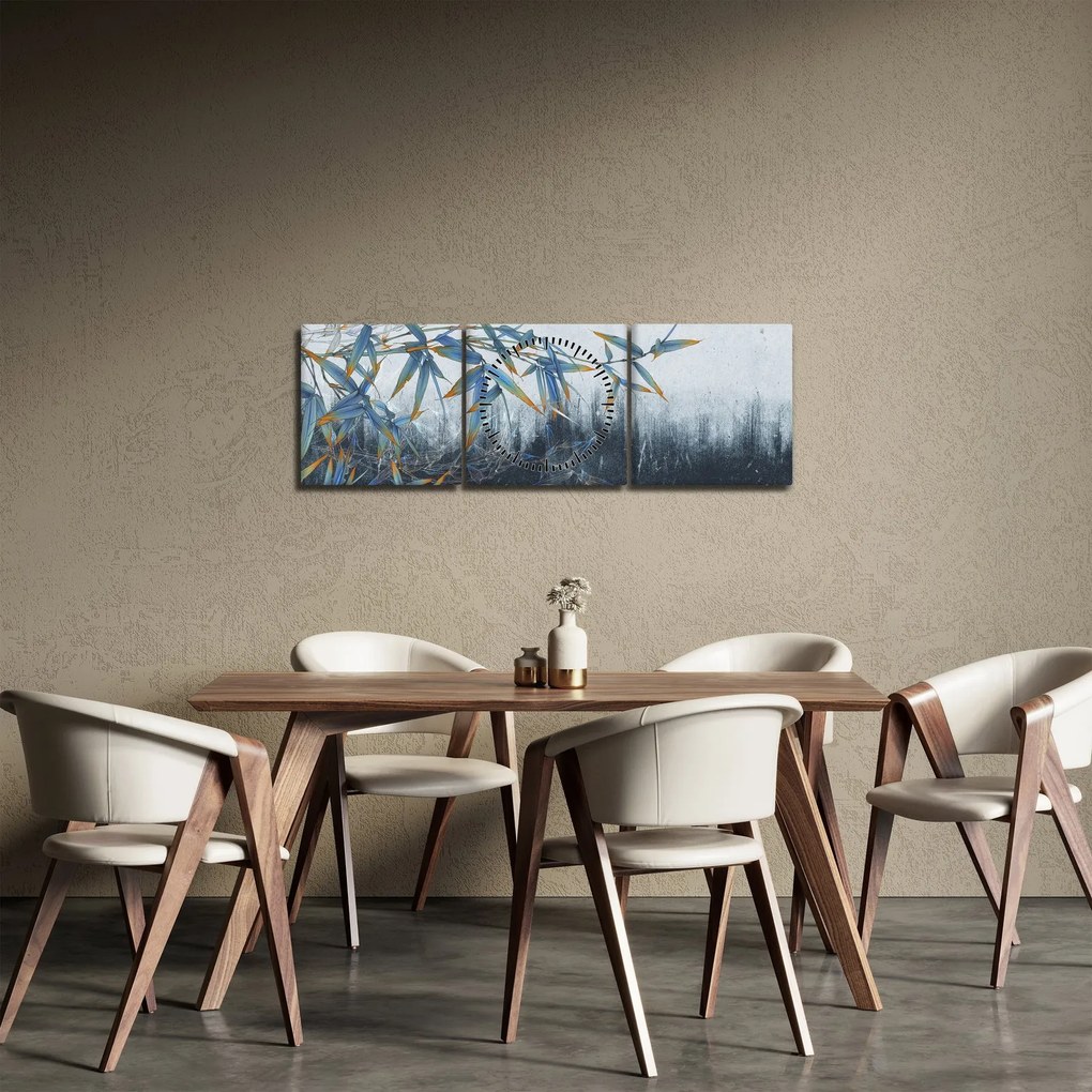 Tablou - Bambus pe perete (cu ceas) (90x30 cm)