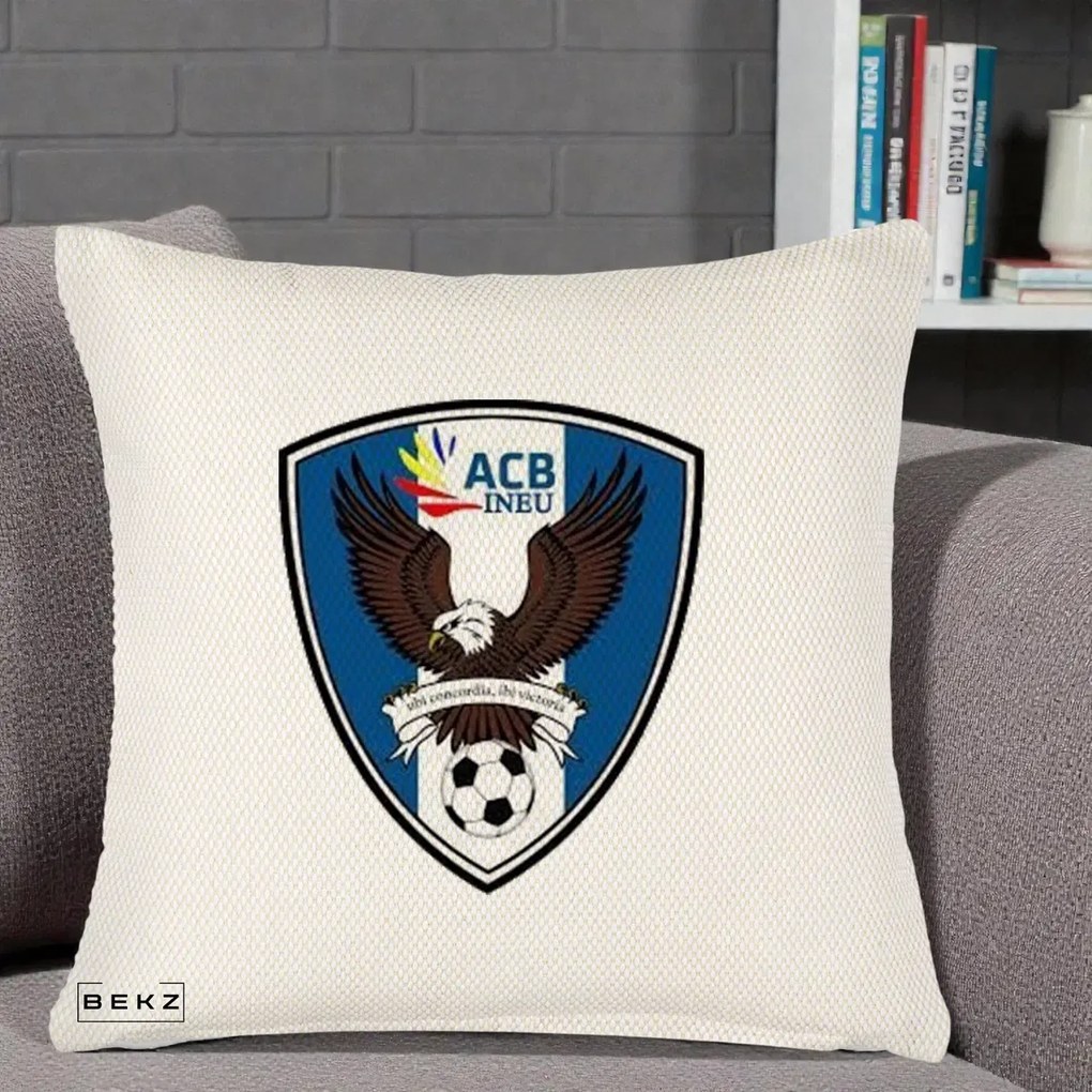 Perna Personalizata ACB Ineu Fotbal, 40x40 cm, Crem Reliefat, Husa Detasabila, Perna Inclusa, BEKZ®