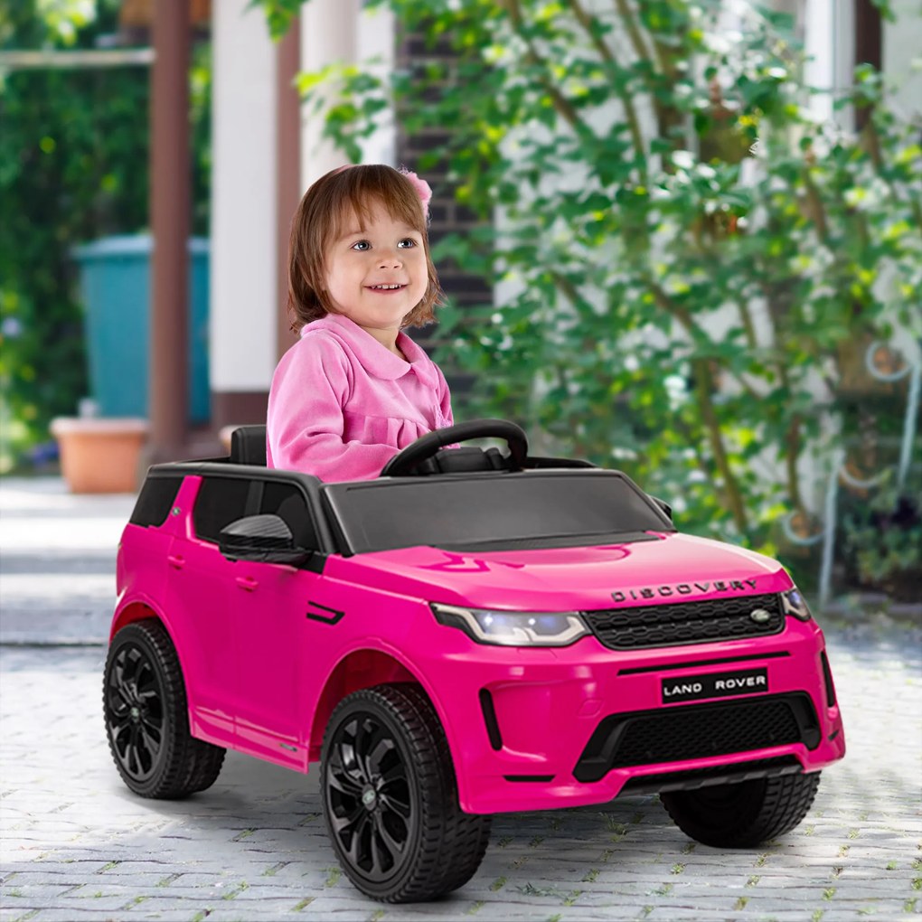 AIYAPLAY Mașină Electrică Copii cu Licență Land Rover Discovery, cu Faruri, Claxon și Centură, din Plastic și Metal, 106x65,5x51 cm, Roz | Aosom Romania