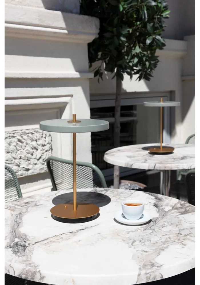 Veioză verde-deschis LED cu intensitate reglabilă cu abajur din metal (înălțime 31 cm) Asteria Move – UMAGE