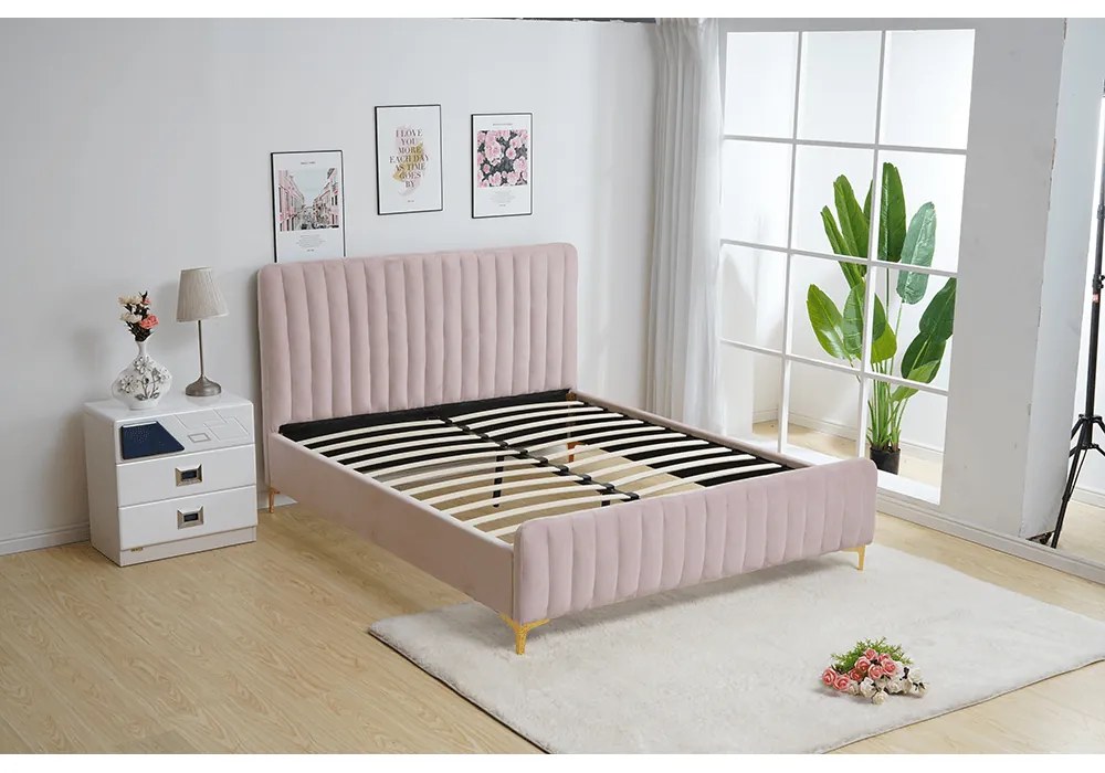 Pat, roz/gold crom auriu mat, 160x200, KAISA Pat, roz/gold crom auriu mat, 140x200, KAISA