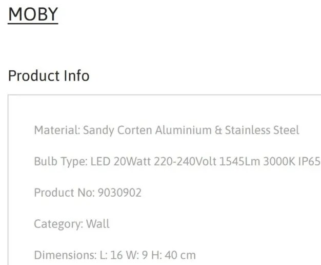 Aplica LED iluminat ambiental perete exterior IP65 MOBY Corten