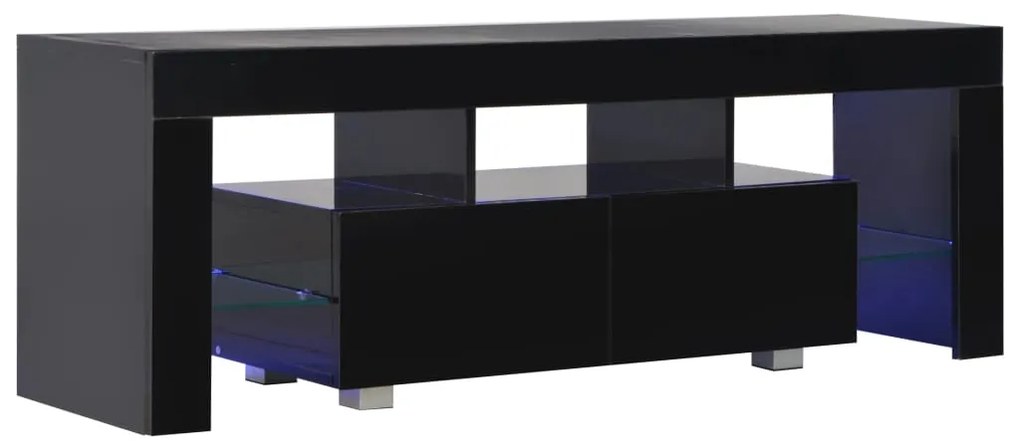 Comoda TV cu lumini LED, negru extralucios, 130x35x45 cm 1, Negru