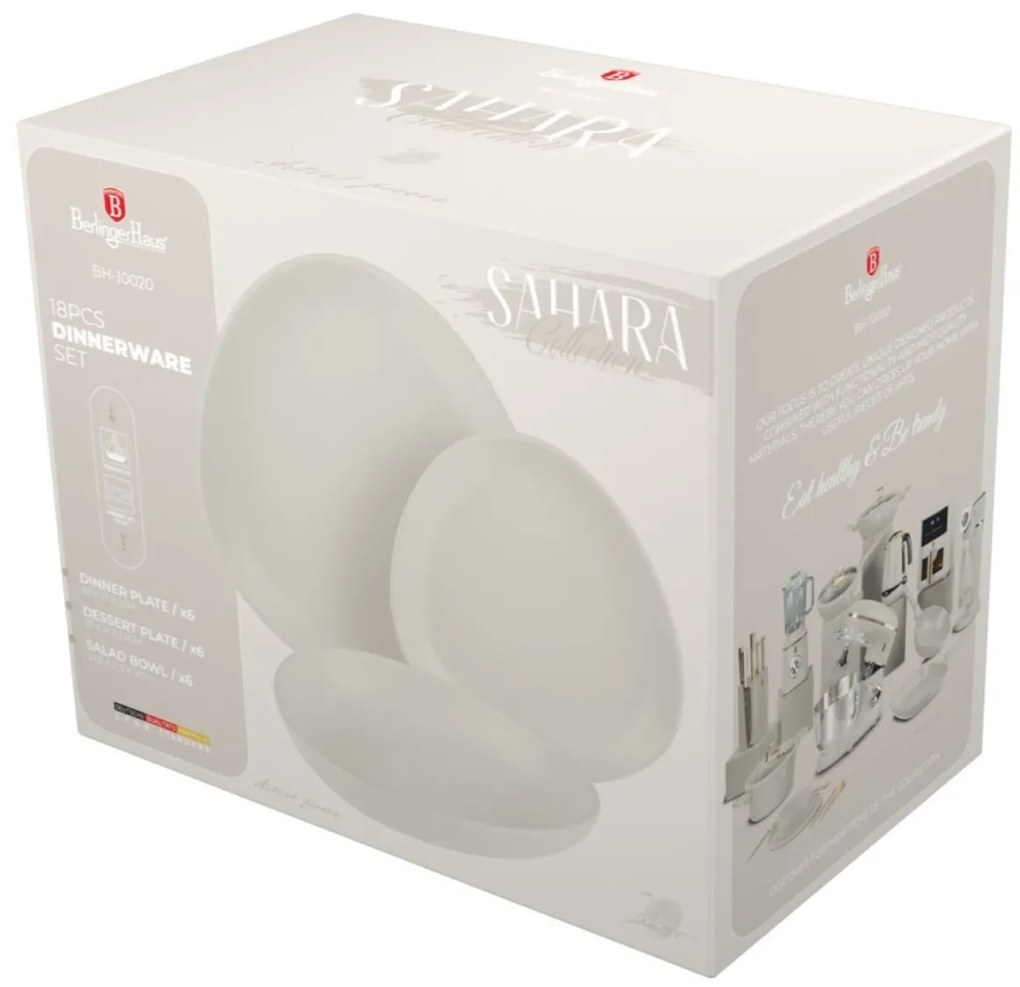 Set farfurii ovale 18 piese Sahara Berlinger Haus BH 10020, crem, moderne