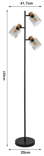 Brilagi - Lampadar HYGGE 3xE14/15W/230V lemn de cauciuc/fumuriu