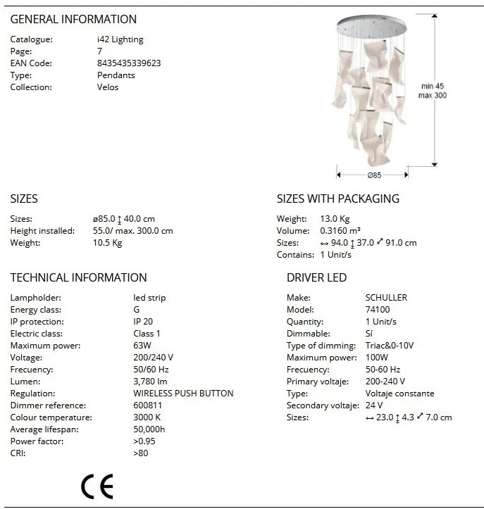 Lustra LED suspendata design ultra-modern Velos 13L crom
