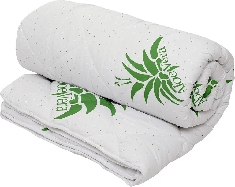 Set Aloe Vera Essence, 2 perne microfibra 50x70 cm si pilota matlasata 350g/mp, 200x220 cm