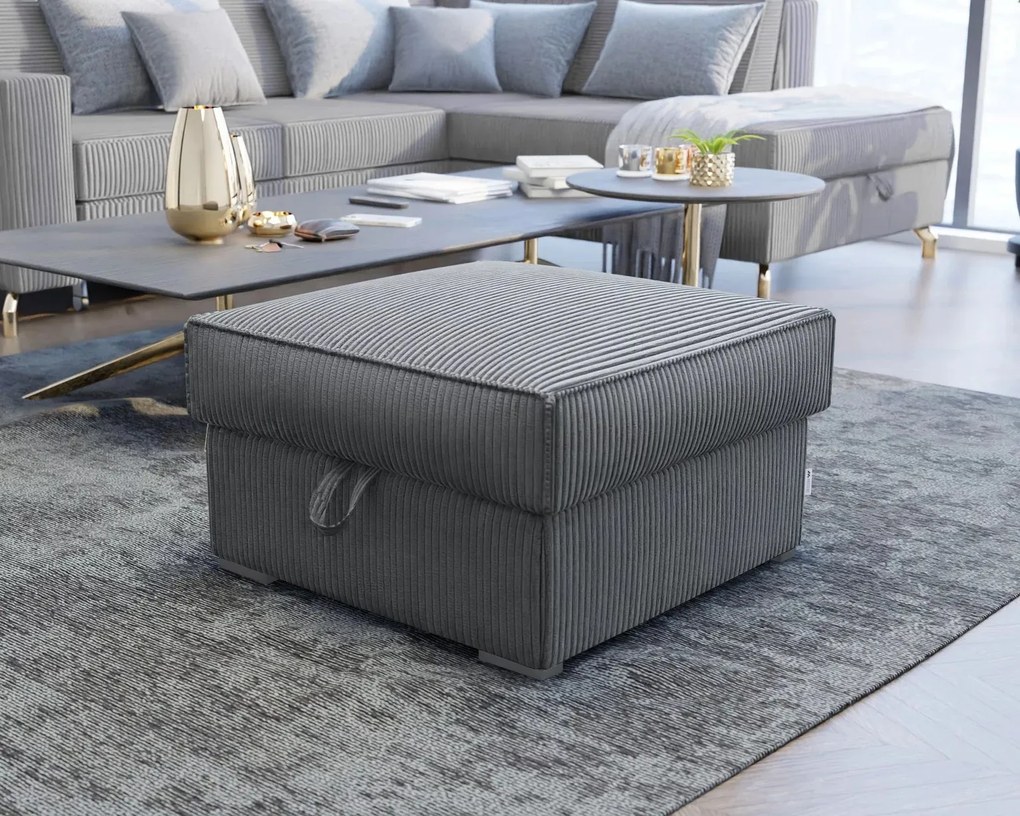 Promotie taburet gri SMART COSARO cu spatiu de depozitare 65x65 cm a doua calitate