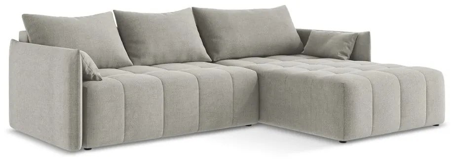 Colțar gri deschis extensibil/cu spațiu de depozitare (cu colț pe partea dreaptă/cu șezlong) Moku – Makamii