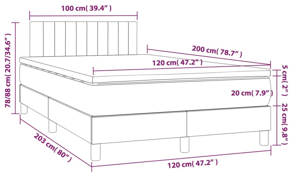 Pat box spring cu saltea, roz, 120x200 cm, catifea Roz, 120 x 200 cm, Benzi verticale